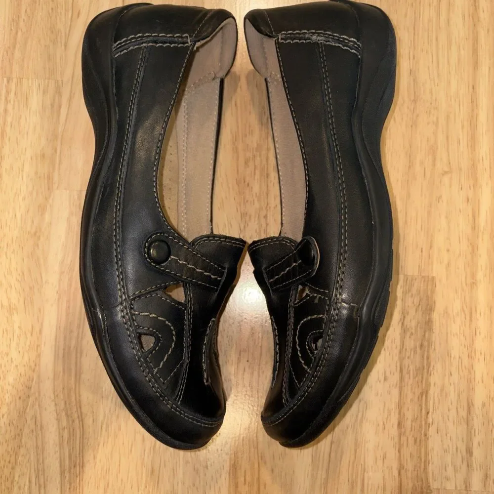 Earth Origins by Earth Womens Sadie Size 10N Leather Black Loafer Slip On Shoes